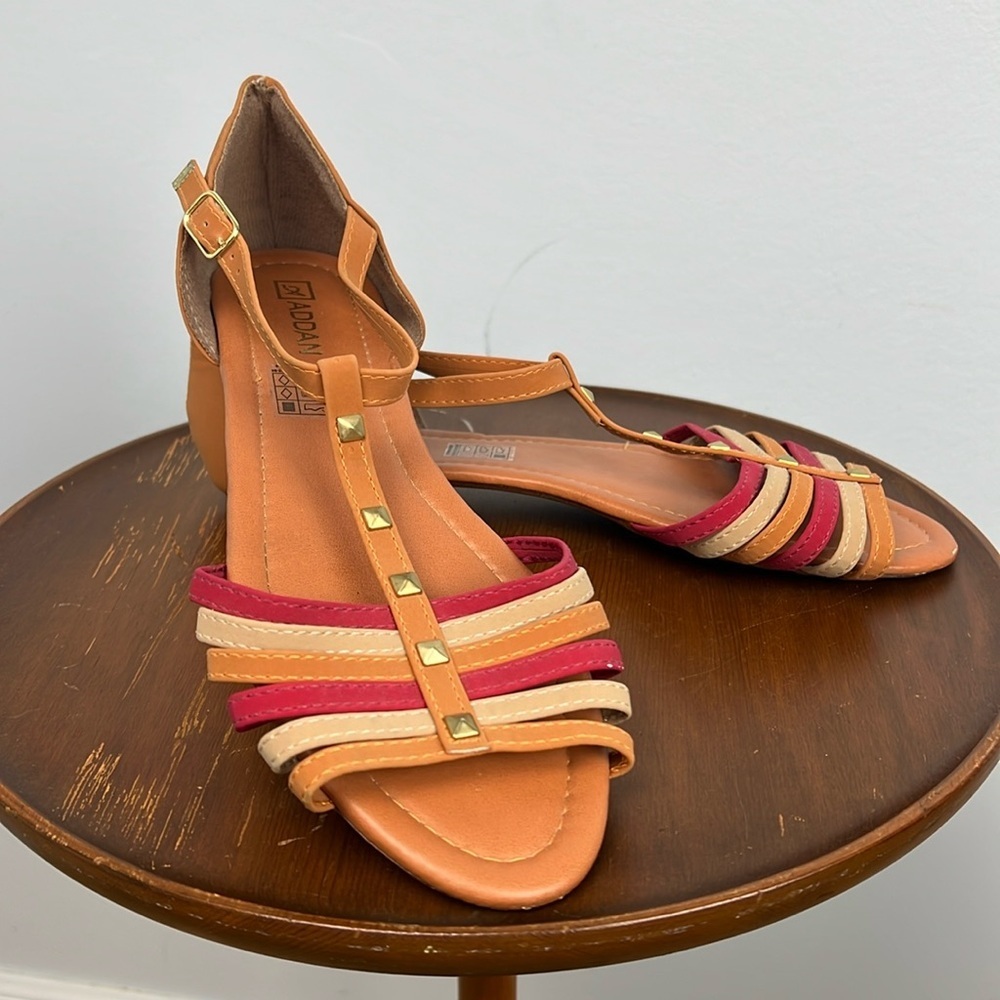 Addan made in Spain size 10 women’s studded strappy flat sandals
